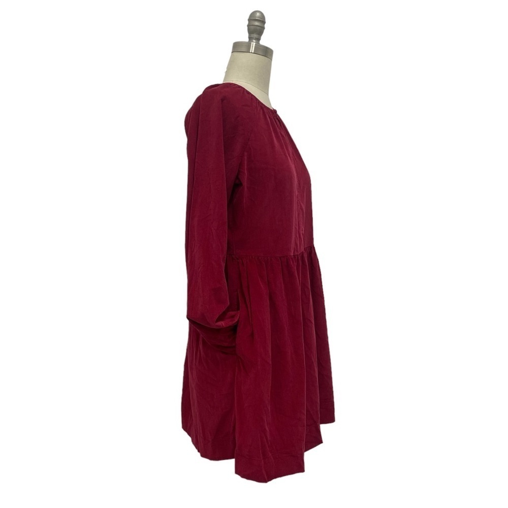 Women’s Ballon Sleeve Corduroy Velvet Midi Dress Universal Thread Red Size XS - Picture 2 of 7
